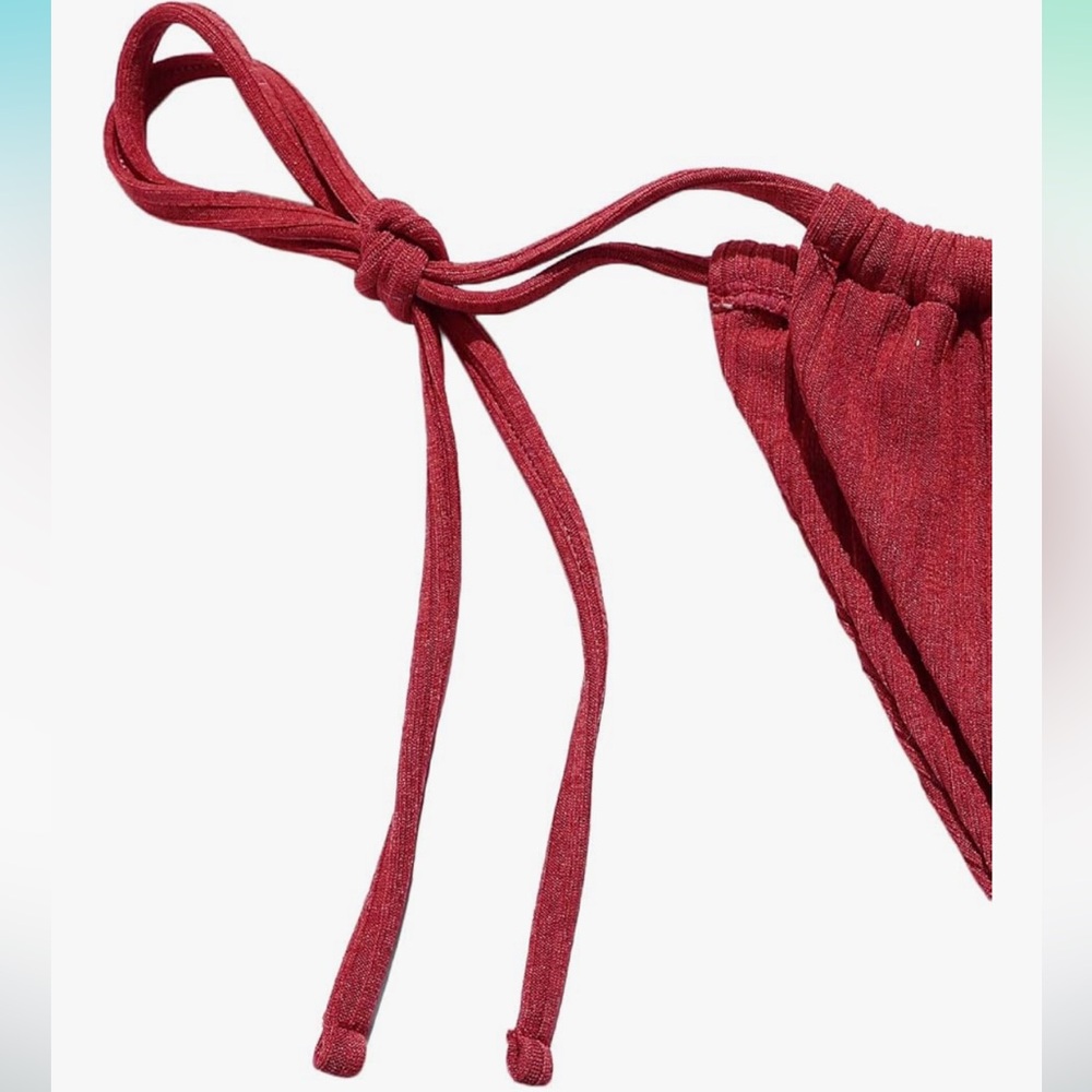Red Ribbed Bikini Set - Picture 4 of 4